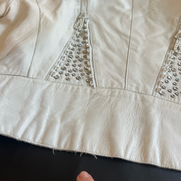 Kippy's Women's Jacket White 100% Leather BLING Size 8 - Picture 10 of 15